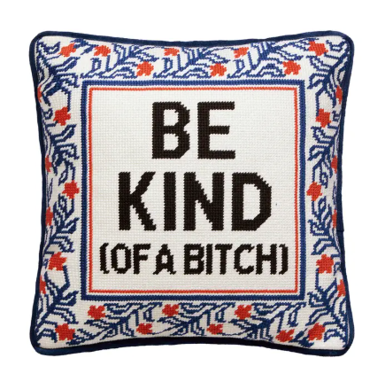 Sassy Peking Handicraft accent pillow with a poly yarn embroidered front and a black velvet back.