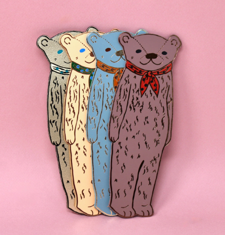 A handcrafted Scottish leather bookmark with an adorable bear design and high-impact foil detailing.