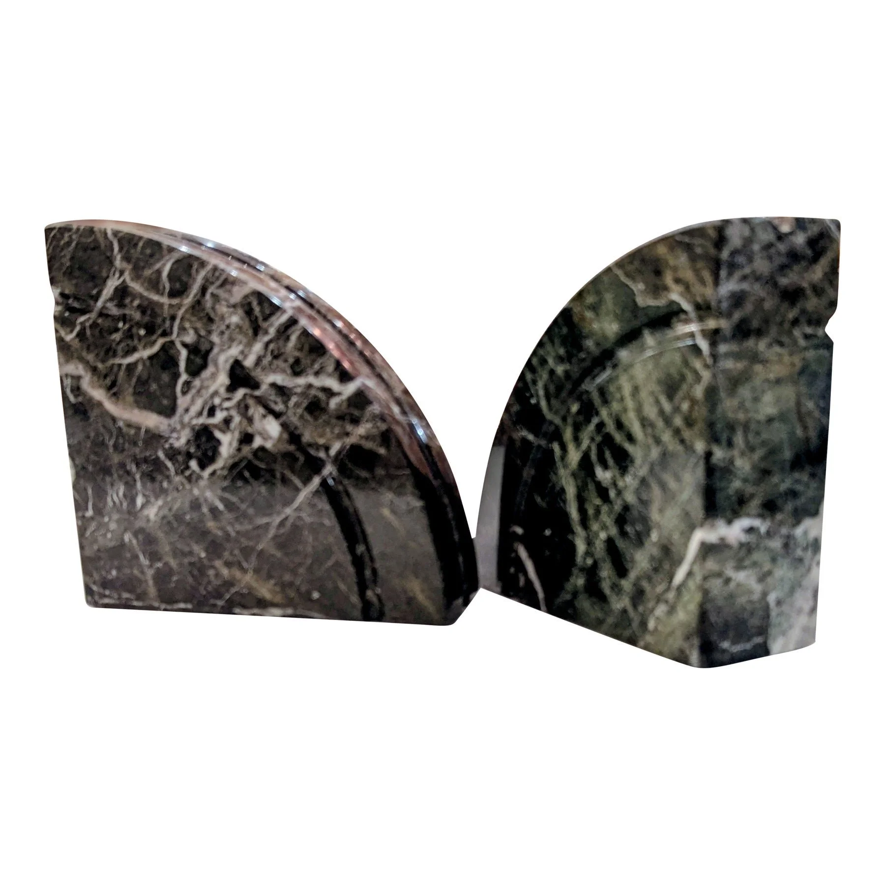EDITBlack Marble Half-Moon Bookends | Italian Postmodern 1970s–80s