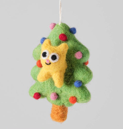 Bobby, Cat in Tree Hanging Felt Ornamen