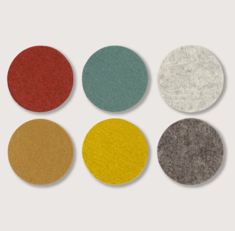 Bierfilzl Merino Wool Round Coaster Multi 6 Pack - Luster