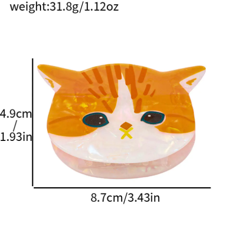 A durable and lightweight 3.4-inch animal-themed hair clip, ideal for cat lovers and adding a playful touch to any look.