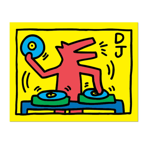 DJ Dog By Keith Haring Sticker