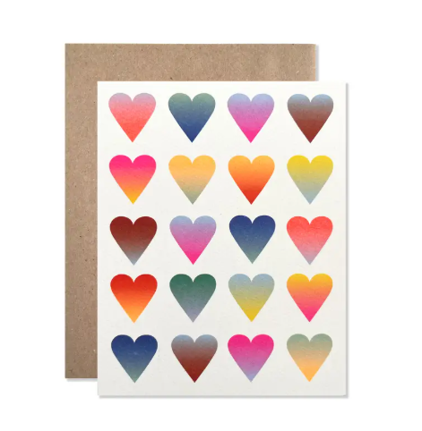 Neon Gradient Hearts Card