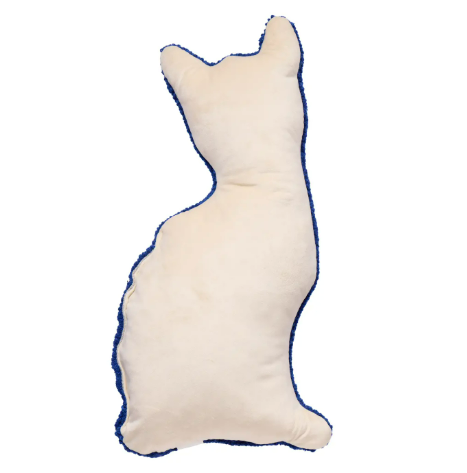 Elegant feline-themed accent pillow with a wool hooked front and soft polyester velvet backing.
