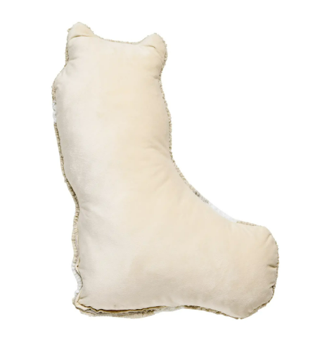 A 14x18 inch White Cat Hook Pillow by Peking Handicraft with a textured wool front and a soft velvet back.
