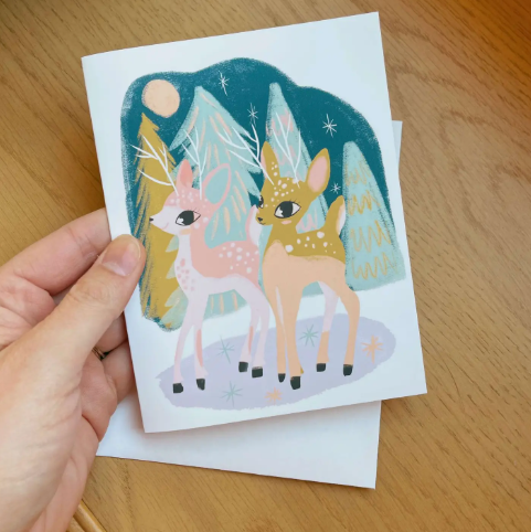 Pastel Reindeers Holiday Card
