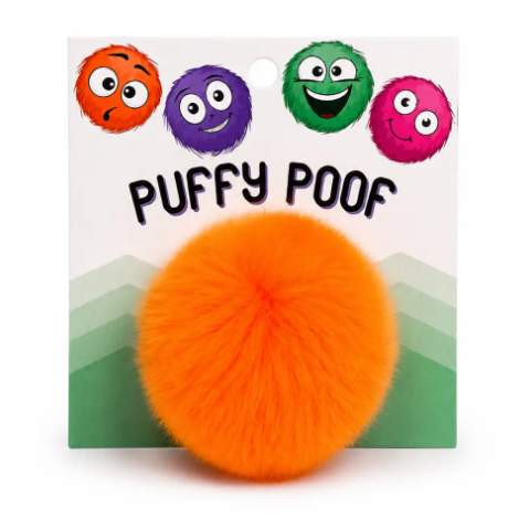 Bring vibrant fun to playtime with the Puffy Poof Cat Toy by Koira, featuring a bright orange fluffy plush ball design.
