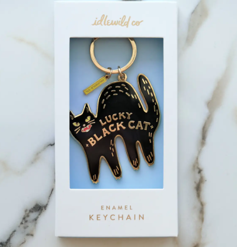 Enamel Keychain | Lucky Black Cat