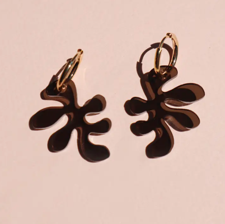 Other shapes' Smoky Black Ant Charm Earrings offer a chic, minimalist look with a removable acrylic charm for easy customization.