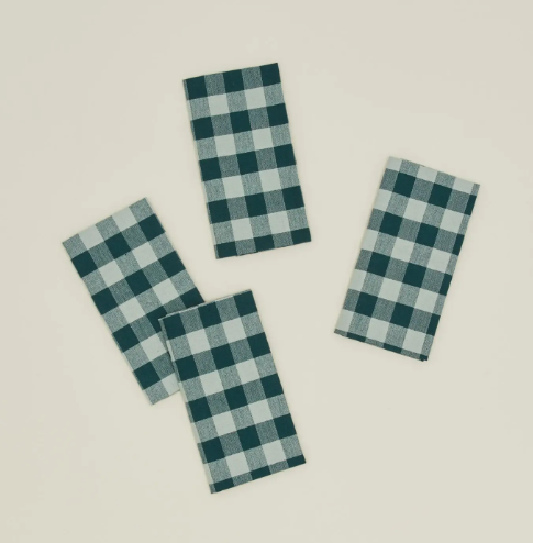 Hawkins New York Essential Gingham Dinner Napkins in Sky/Peacock.