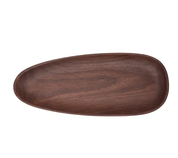 Oval walnut pebble tray · $42
