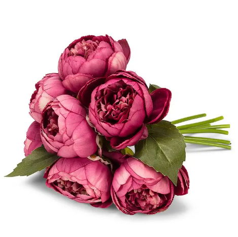 Close-up of the Full Peony Bouquet, highlighting the lifelike details of the peony blooms in Dark Pink.