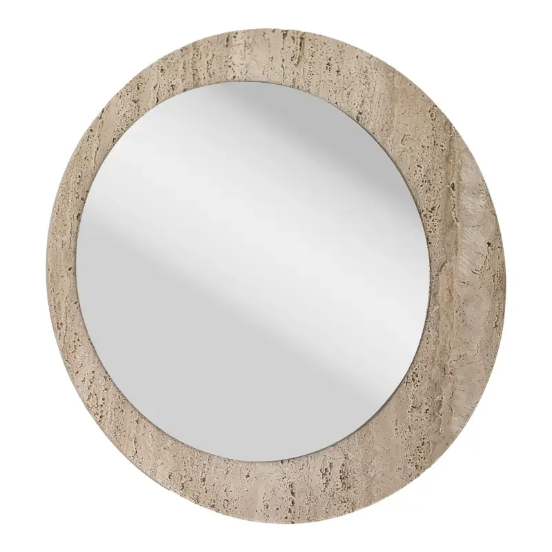 Offset Travertine Mirror | 1970s Italian Raymour