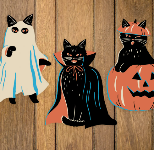 Spooky Cat Set of 3 - Cutout Wall Decorations