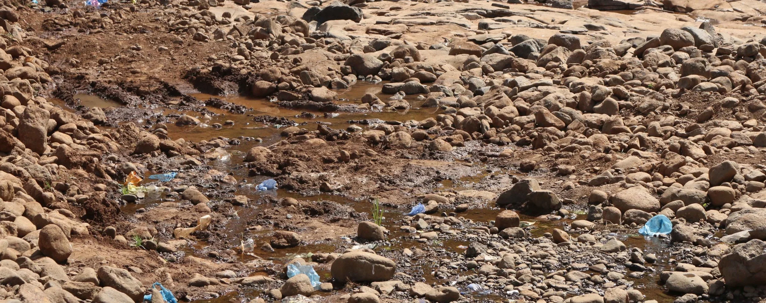 The river bed is drying out.