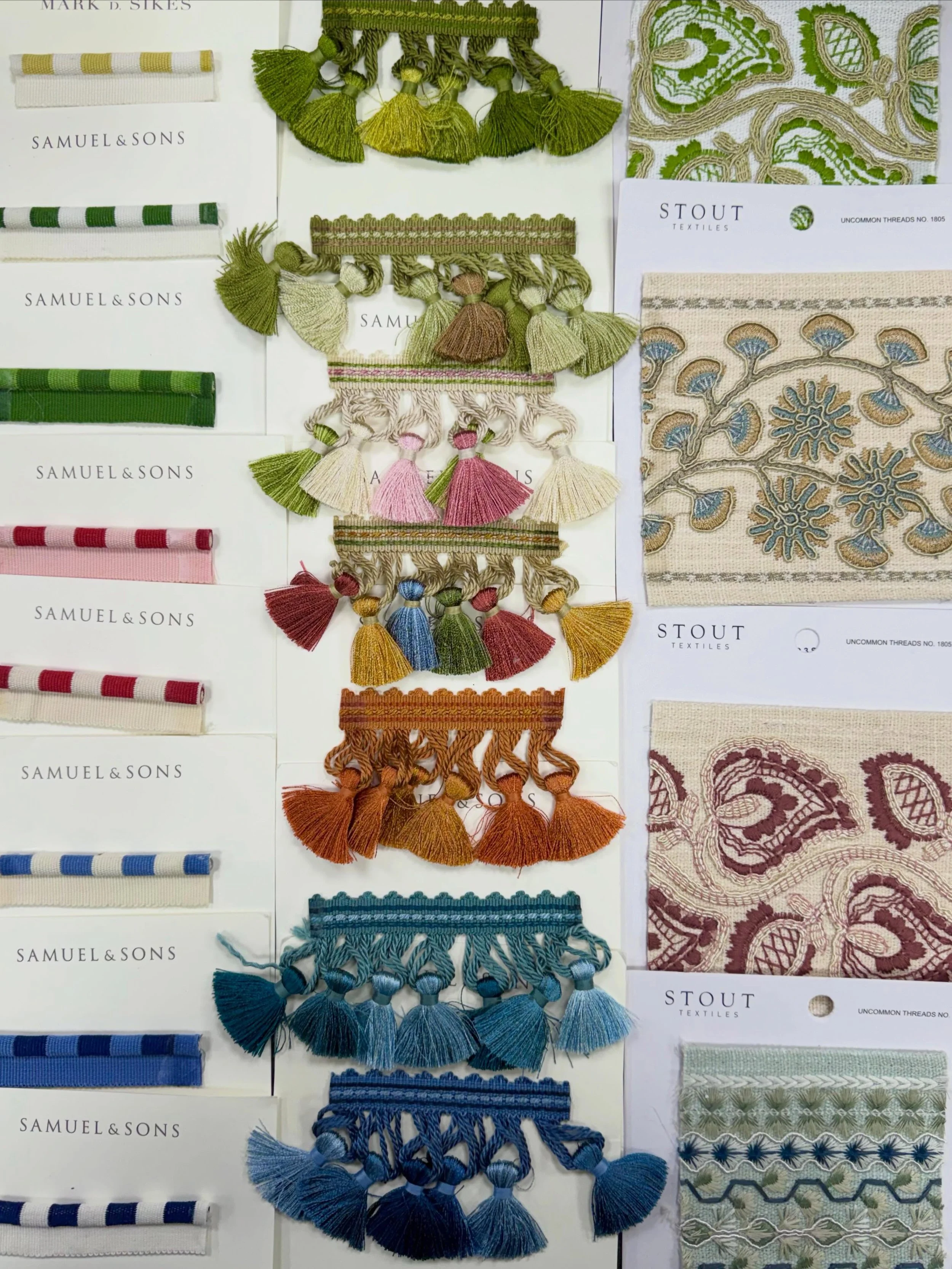 New trims!! 
.
.
.
.
#samuelandsons #trims #interiordesign #customdesign #textiles