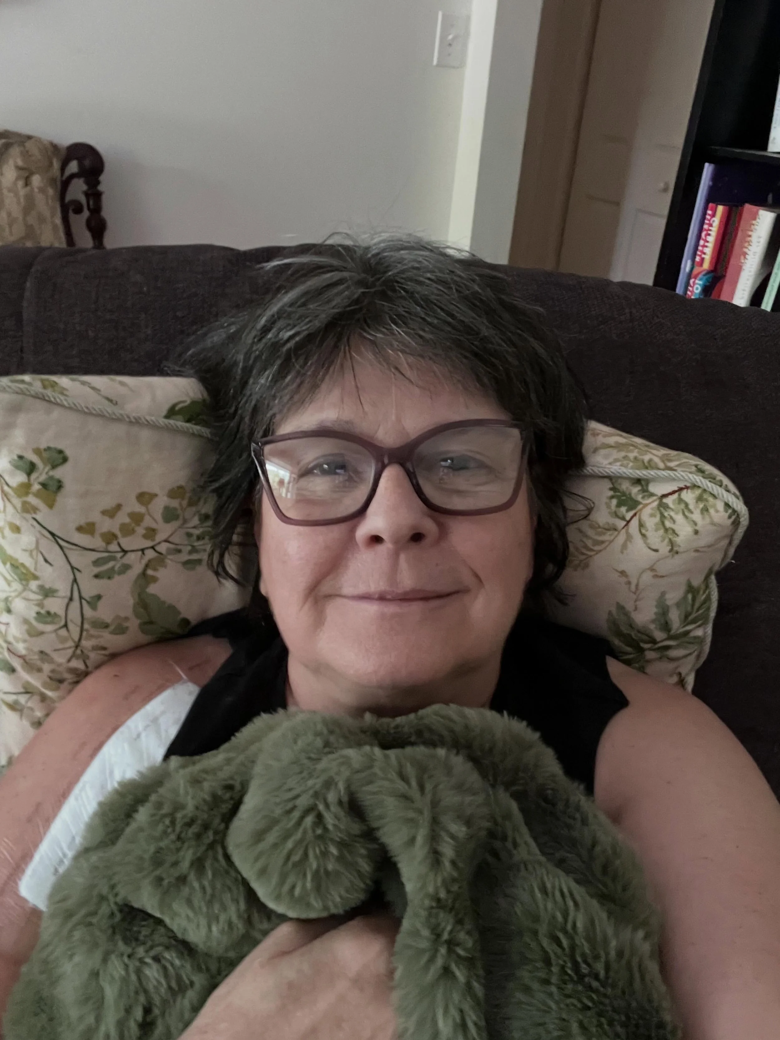 Hi all Teri here owner of Cloth Interiors. I am 13 days post full shoulder replacement just received this beautiful faux for blanket from my dear friend Clarice. What a treat. I&rsquo;m out of work for another week and a half but should be back on tr