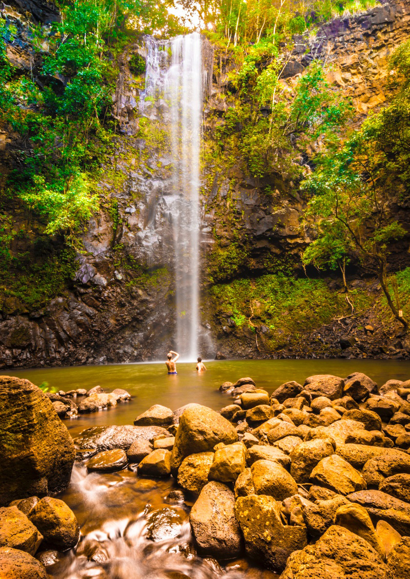 Our destination: Wailua Falls, Kauai. It doesn't get much better than this.