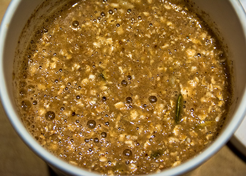 Mix the liquid egg whites and apple sauce, then stir. It's a no-brainer.