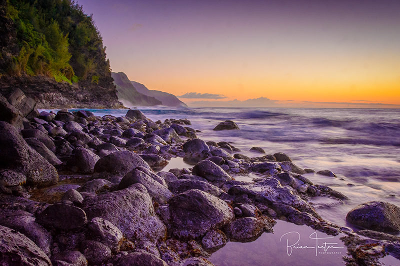 The Nāpali Coast at sunset