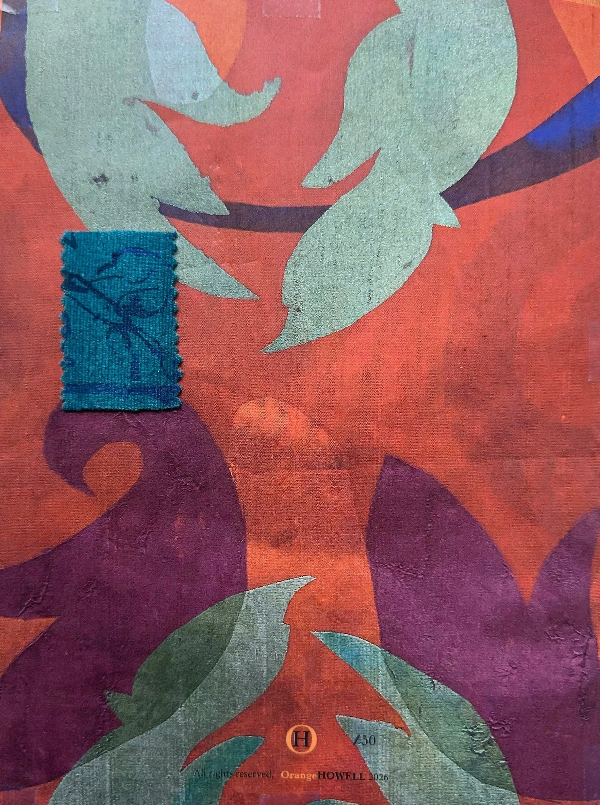 Puella, custom handprinted silk textile