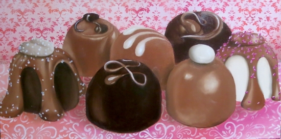 "Santa Fe Chocolates" &nbsp;12" x &nbsp;24" &nbsp;Oil on museum wrapped canvas &nbsp; $500