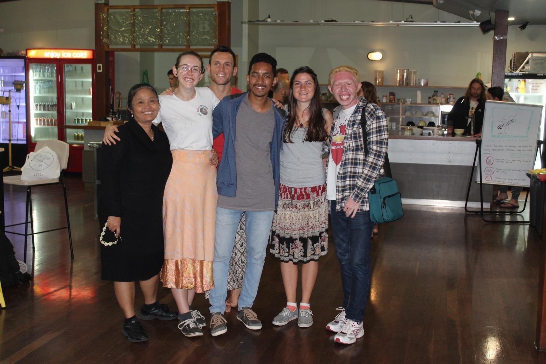 Taking picture with Ibu Endah Curtis, Amy Della-Torre, Mandula Barta and some guy in International Food Festival, USC.