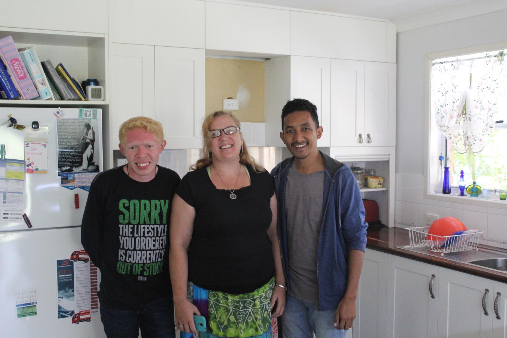 Taking picture with Ibu Beth Kracke in her kitchen.