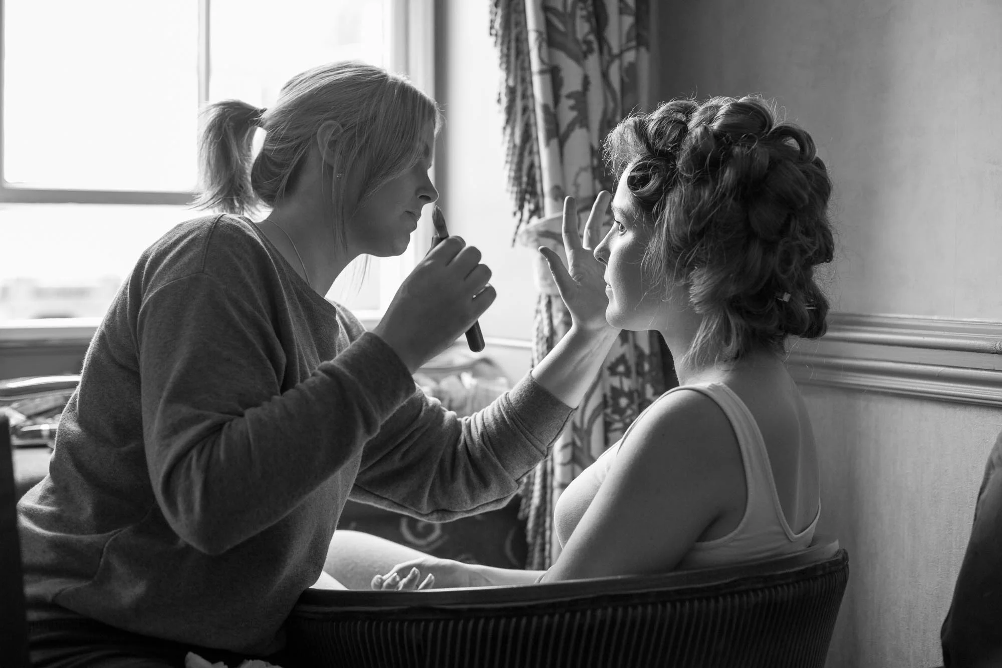 Dani Applying Wedding Make Up, South Farm, Cambridge