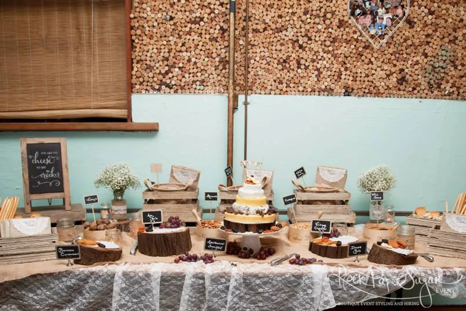 Wedding ~ Cheese Wedding Cake and Cheese Buffet Kathleen from Rock Paper Sugar, completely exceeded our expectations, she really made our day that much better with the time and effort put in. I cannot recommend Kathleen high enough, great service, super friendly and just stunning creations. Everyone raved about the cheese buffet & I wish I was getting married again so I could have another!!! Krystal and Neil