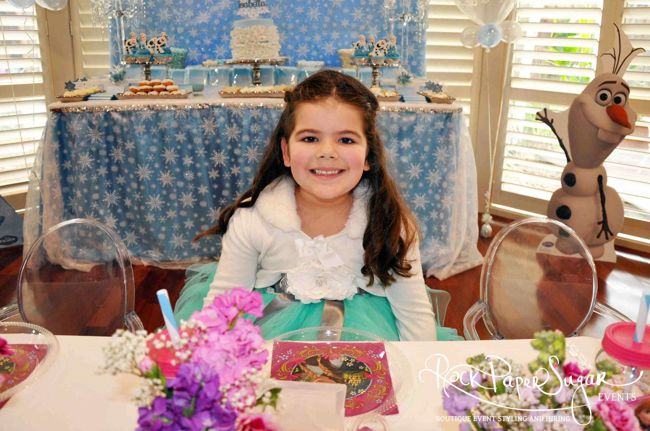 5th Birthday ~ Dessert Table, Children’s Table/ Place Settings, Bonbonniere, Florals, Room Set Up Thank you so much Kathleen for my wonderful 5th Birthday Frozen party! Not only do you do amazing events but you’re an amazing person to work with! Everything was of the highest standards! Best Birthday Ever :) Isabella