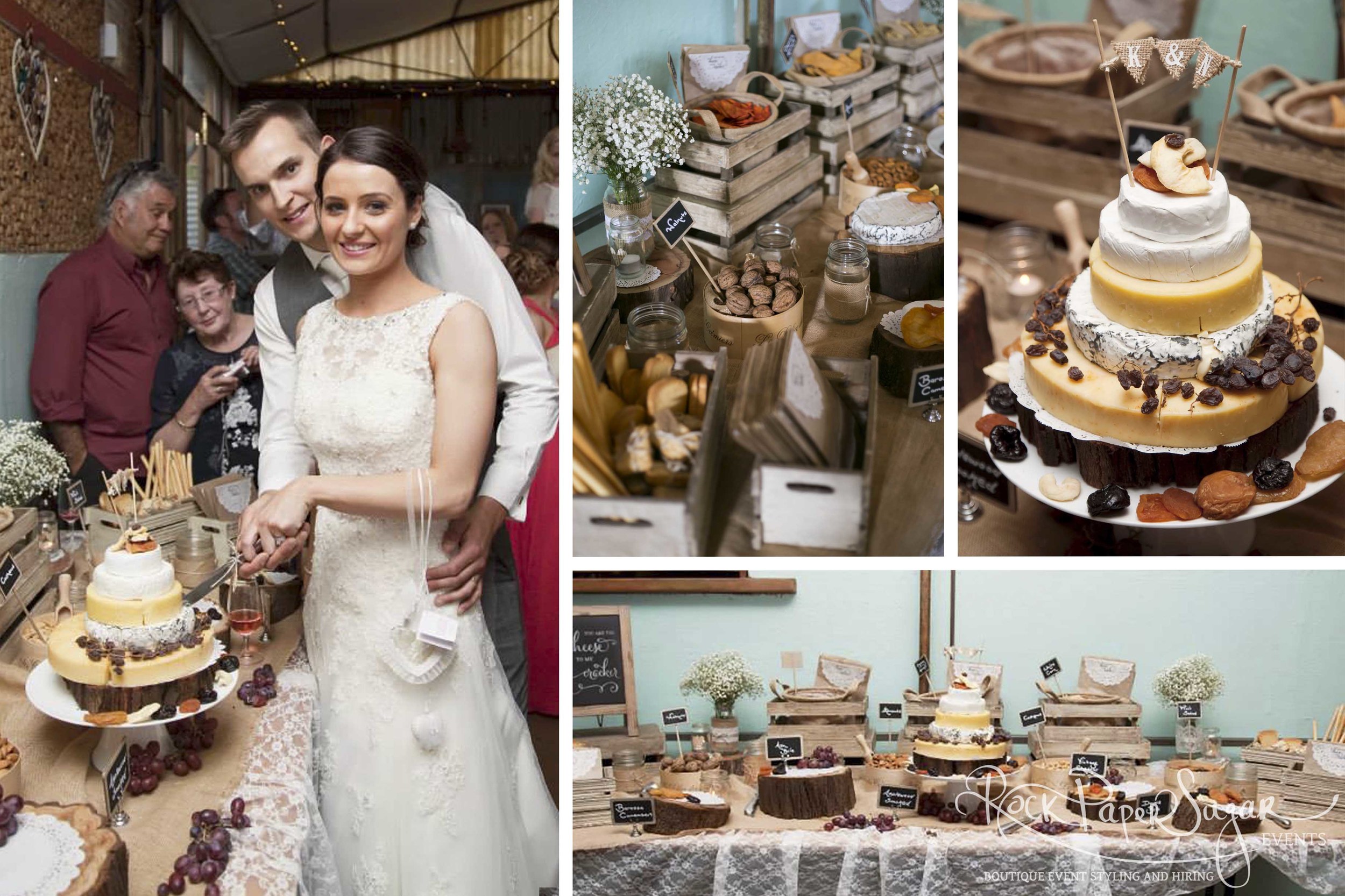 Wedding ~ Cheese Wedding Cake and Cheese Buffet Table OH MY GOODNESS GRACIOUS ME !!!! The cheese-massive massive hit. BEST THING EVER !!!! I had to email you tonight because I am sooooooo ridiculously happy that we had one !!! Wow. Amazing. The cake nearly got cut by a guest before we arrived cause they were so keen to dig in lol... And the little hessian flags. CUTEEEEEE Love love love your stuff !!!! Krystal and Neil