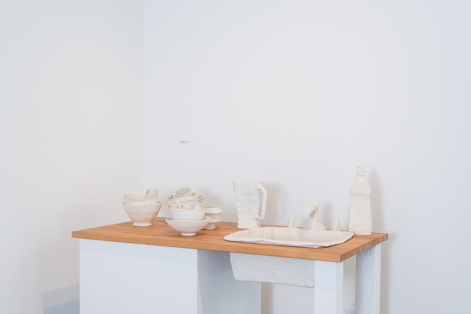  THE POTTER'S SINK  2014,coiled and pinched porcelain, wood.  76" x 48" x 24"  HCCC, photo: Logan Beck 