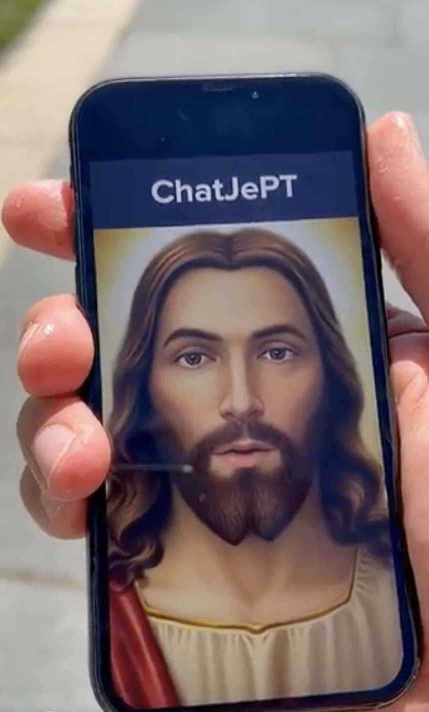 What Would AI-Jesus Do? 🤔 🤖✝️📲🗳️🇺🇸💪 Ask ChatJePT! #comedy #sora #vote #ai #politicalsatire