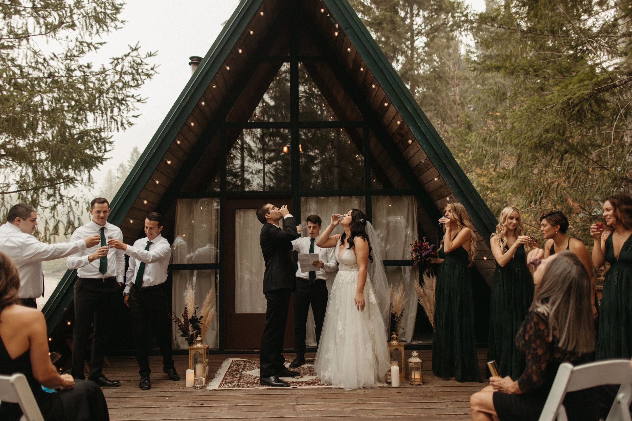 Intimate A-Frame Cabin Wedding // Mt. Rainier, WA