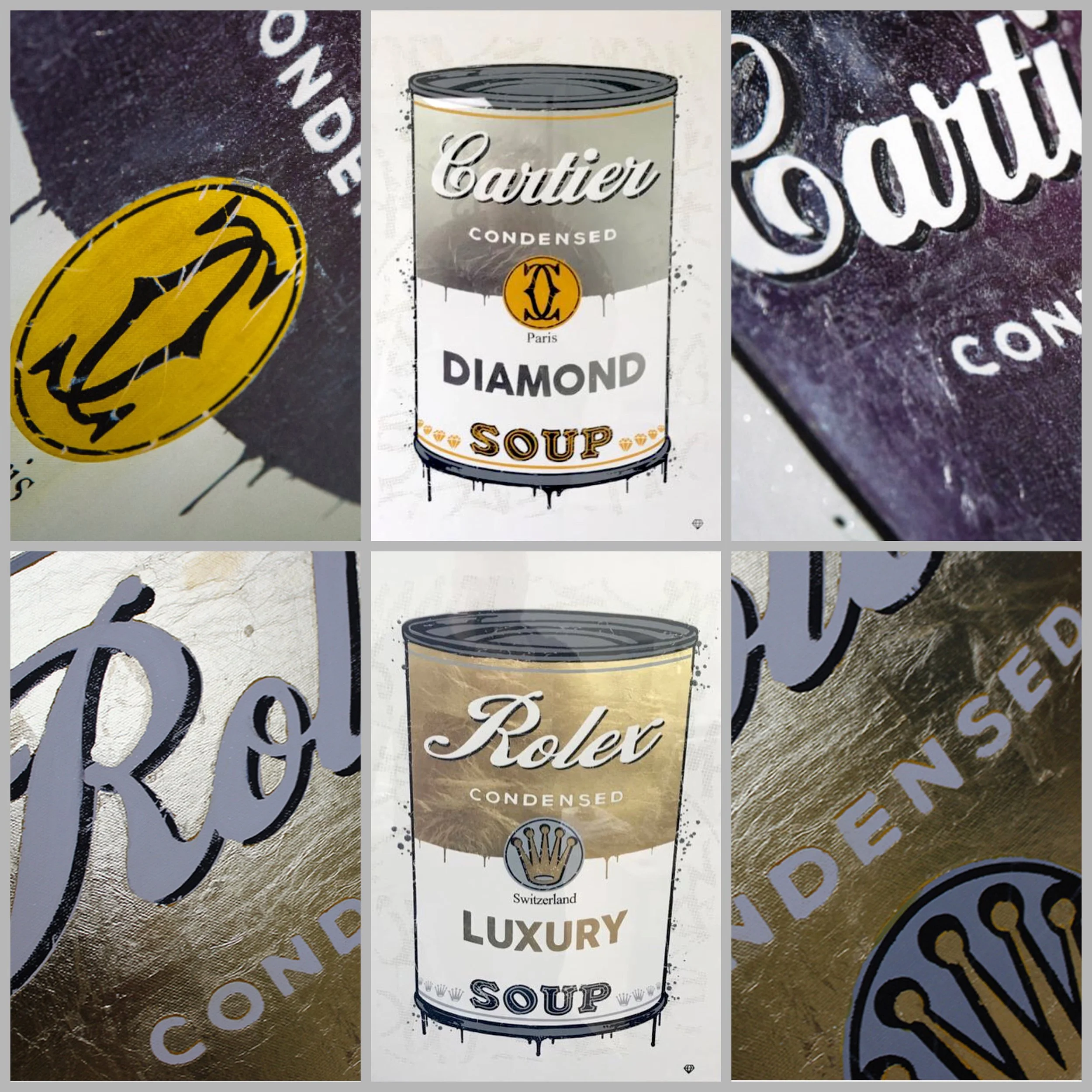 Cartier & Rolex Soup Cans (Gold & Platinum Leaf)
