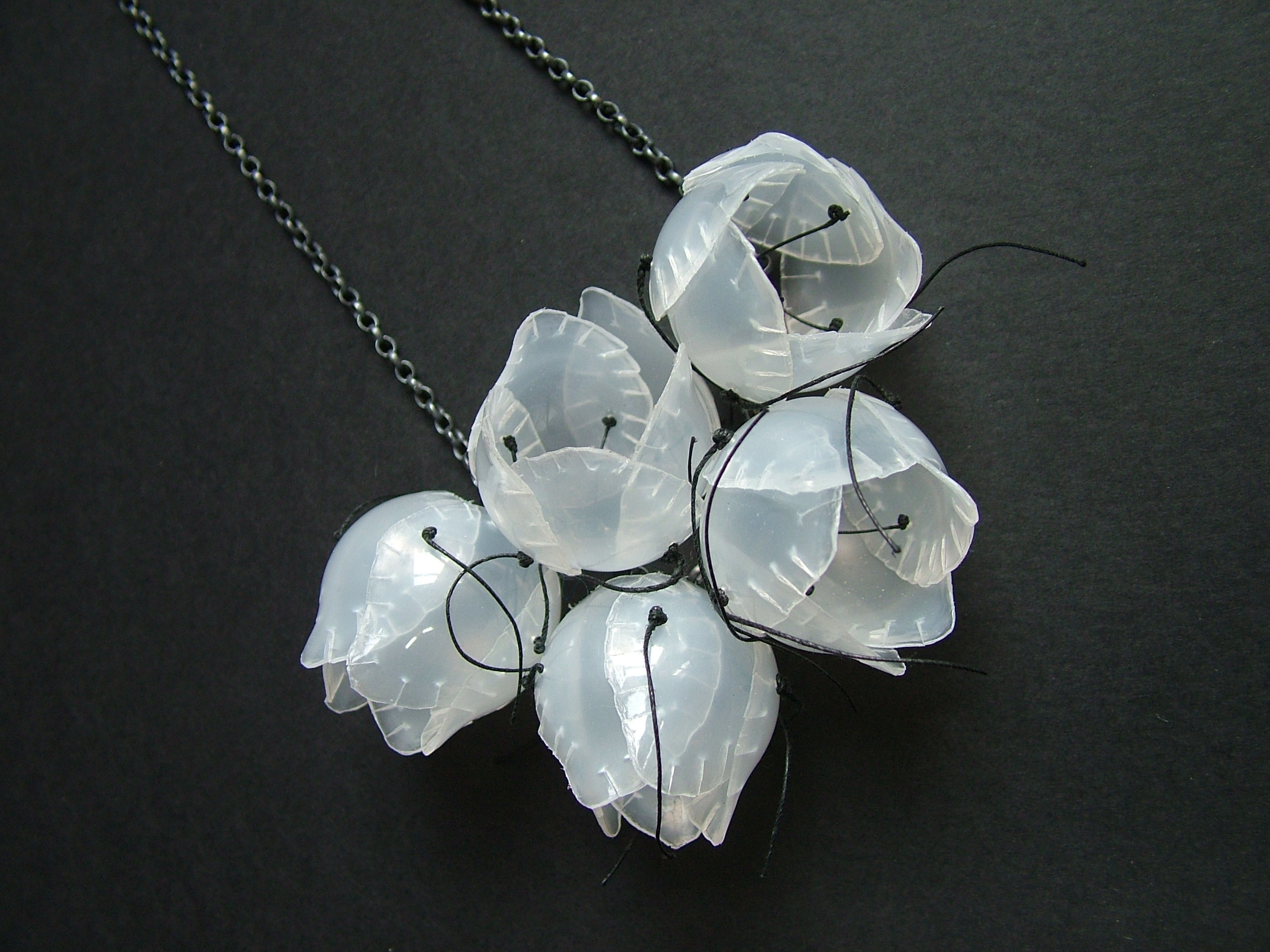 Cluster Necklace- contact lens containers and sterling silver