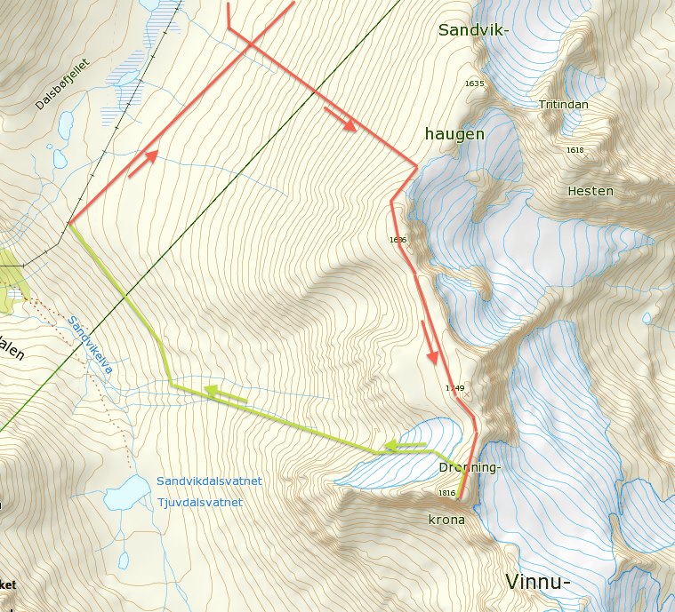 Dronningkrona, 1816 moh