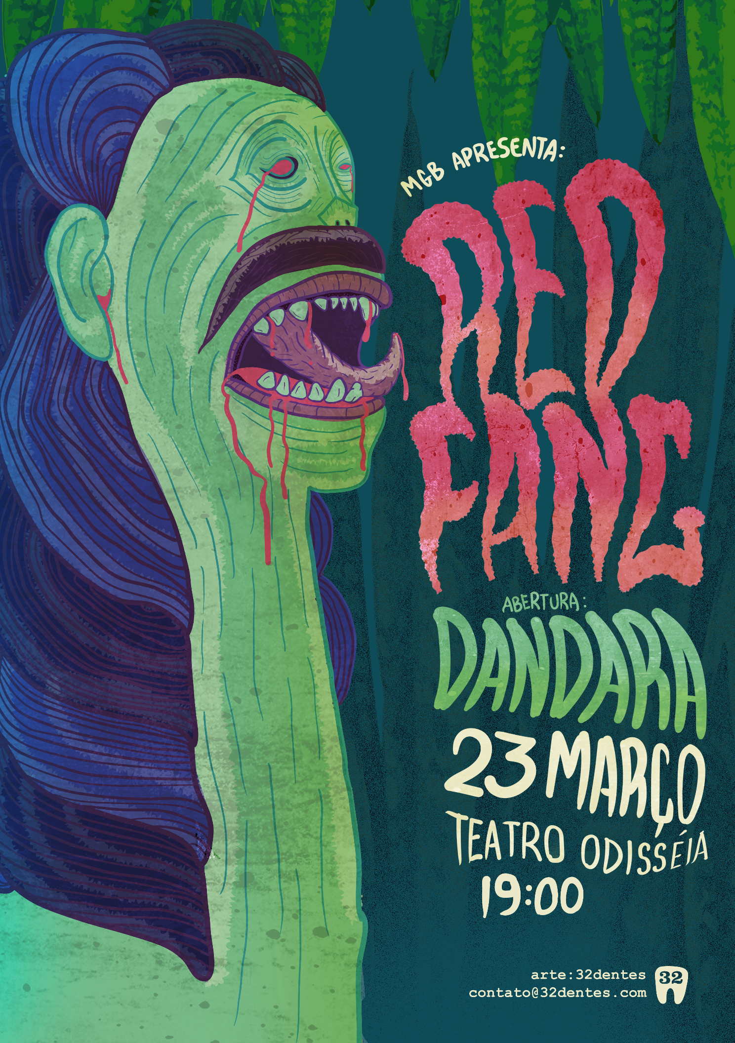 Poster art for the Red Fang concert in Brasil based on the carrancas. A true brazilian monster.
