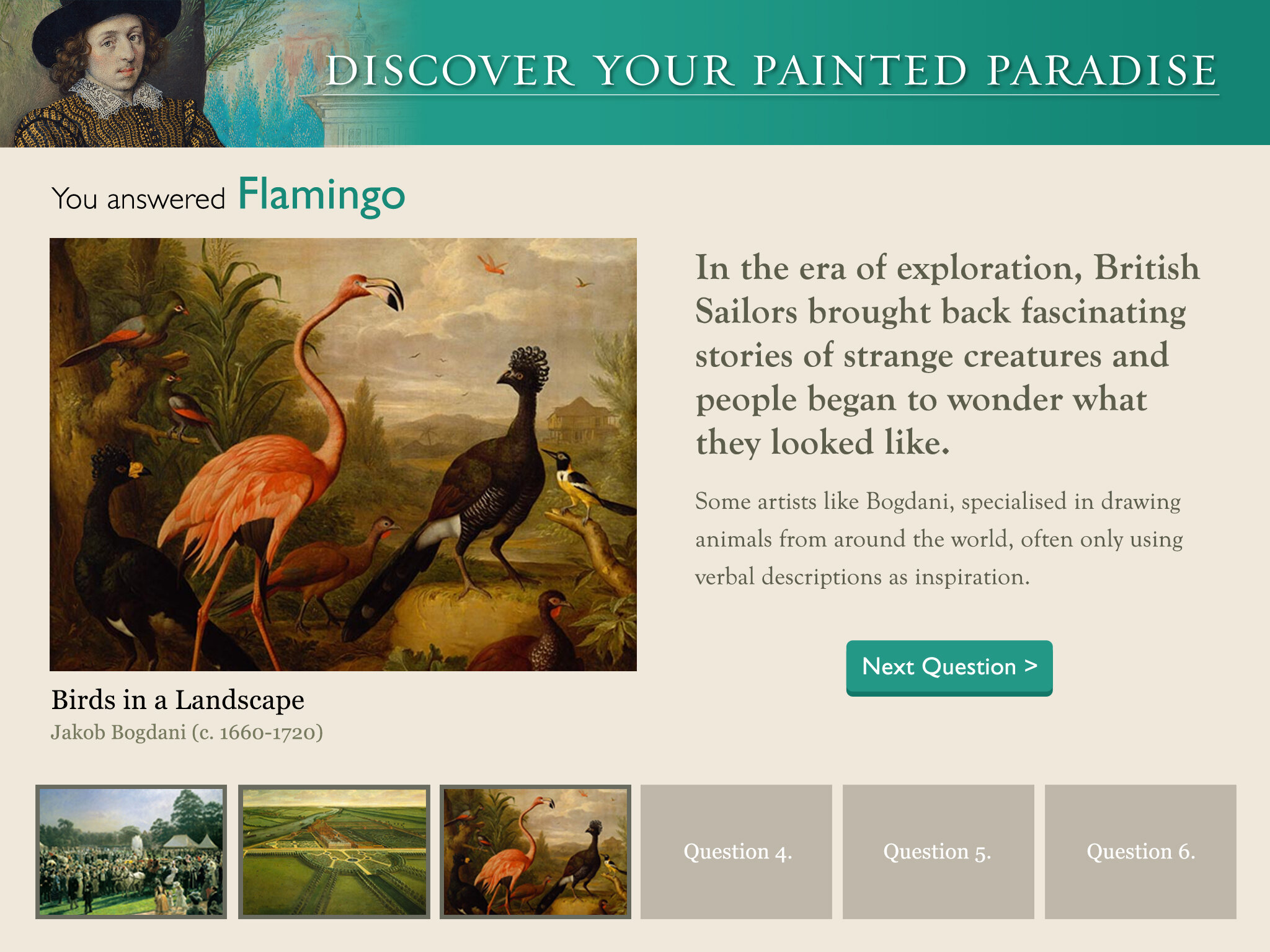 Screen from “Discover your Painted Paradise” interactive