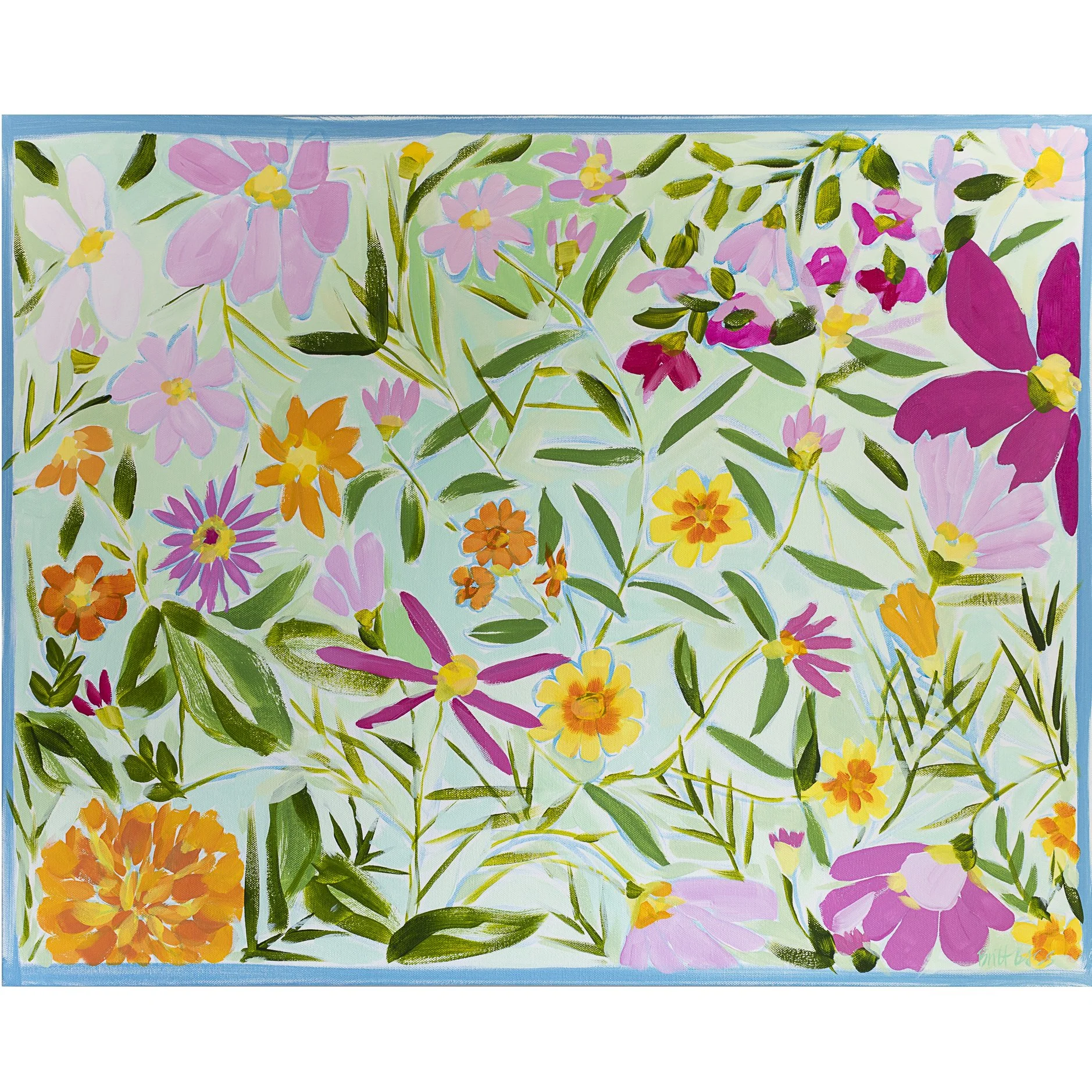 Minty Butterfly Garden Print