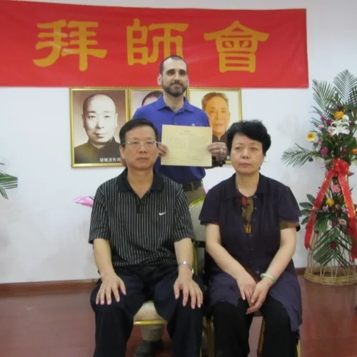 "Baishi Ceremony" - Dr. McCann formally becoming a lineage disciple of Taiji and Qigong master Wang Feng Ming. Zibo, China.
