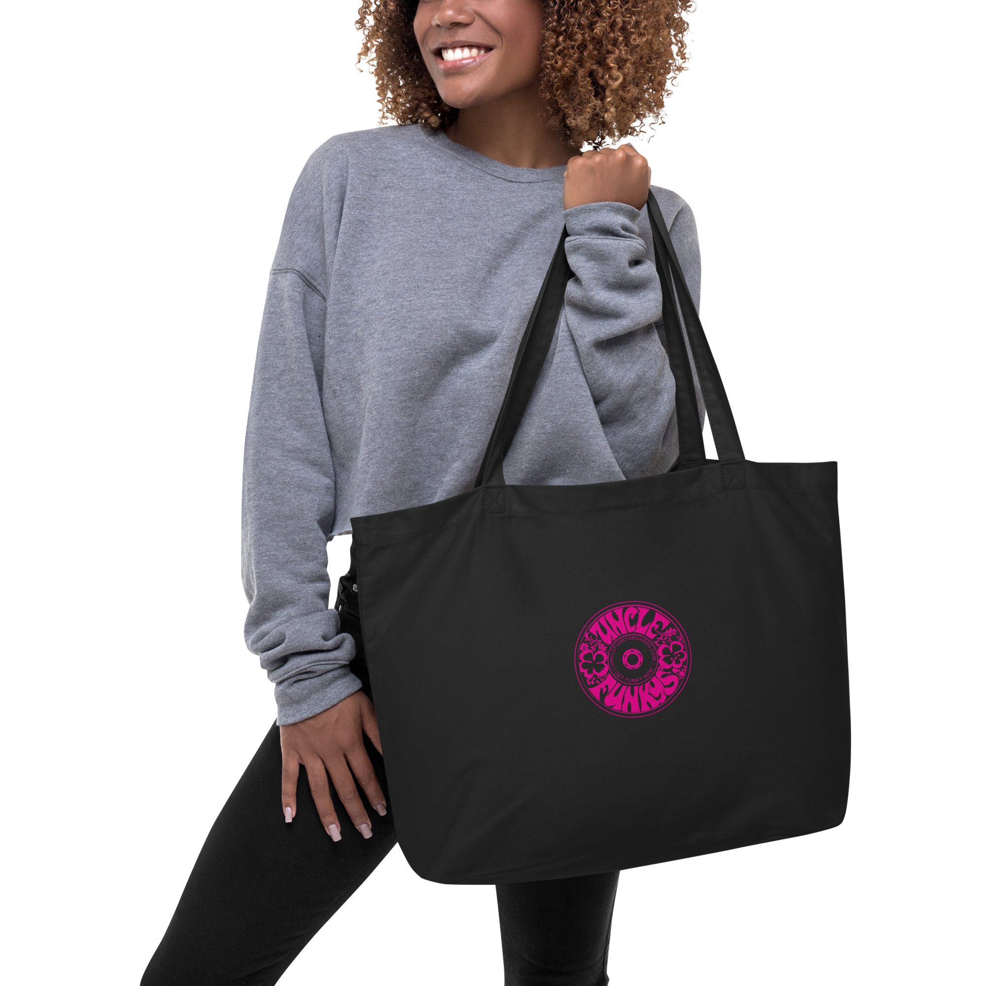 Uncle Funkys Black Tote Bag with Pink Logo — NYC Skateshop