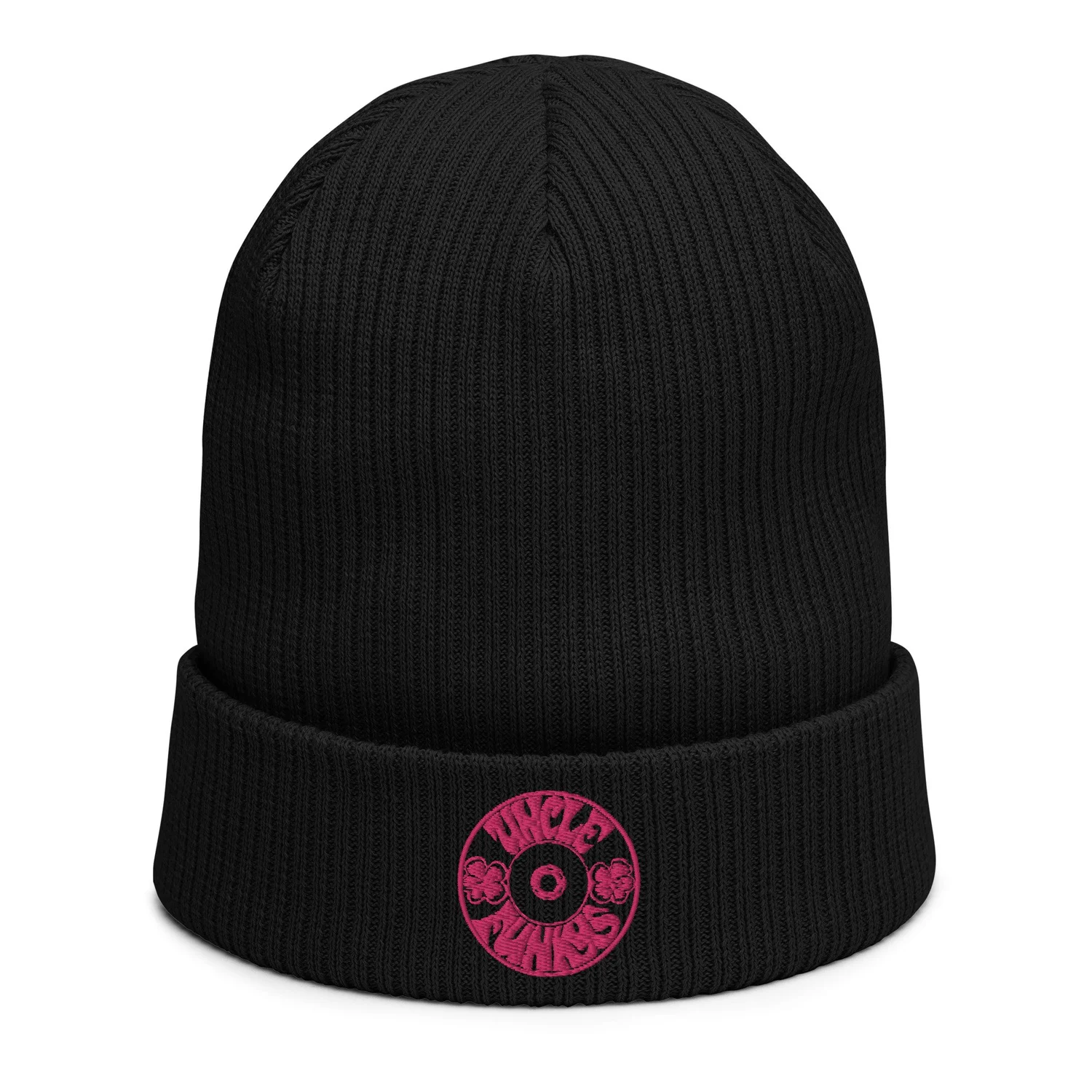 Uncle Funkys Organic Ribbed Beanie with Embroidered Pink  display picture 2