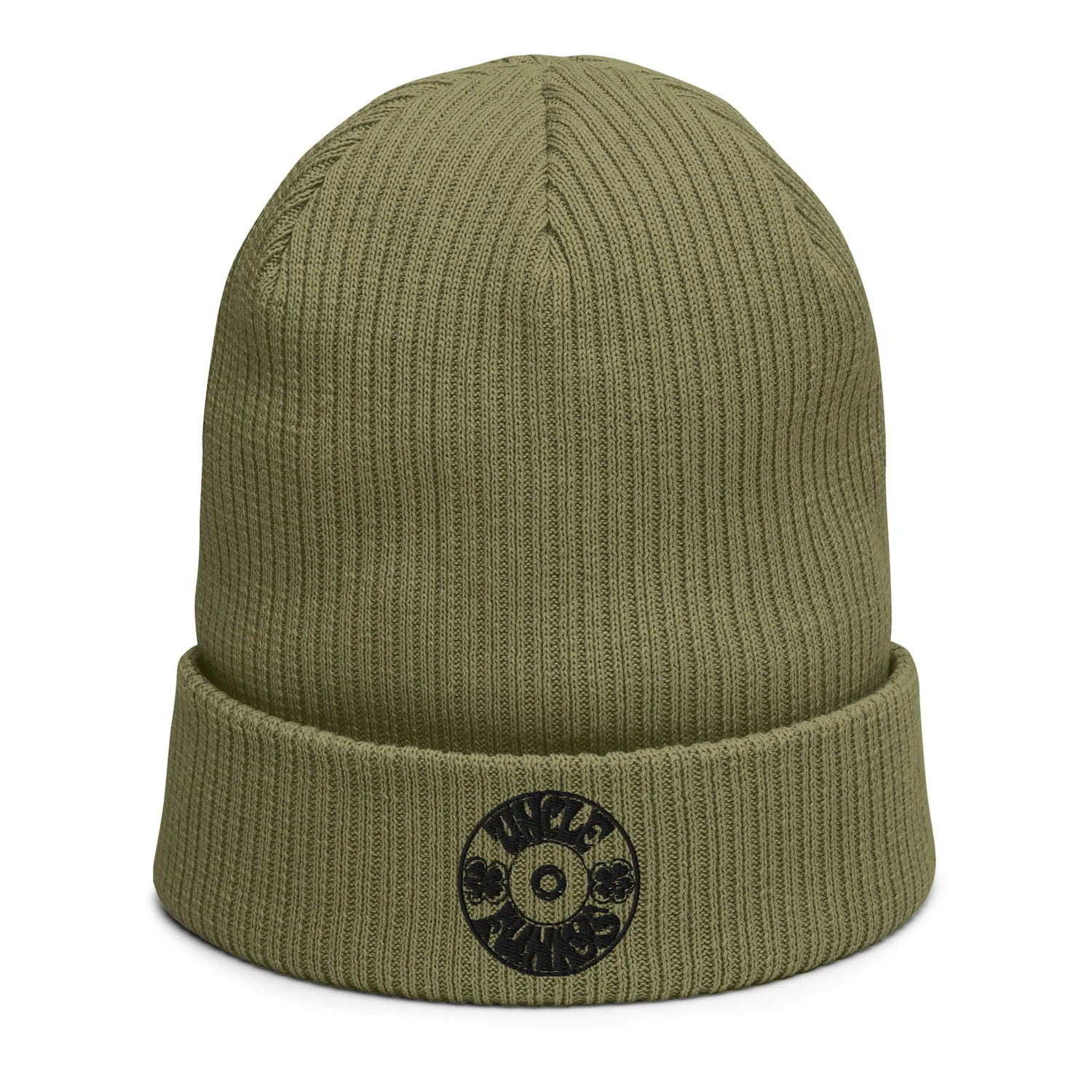 Lightweight Ribbed Knit Beanie with Logo Patch Uncle Funkys Organic Ribbed Beanie with Embroidered Pink  main image 4