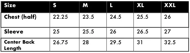 Measurements show in inches