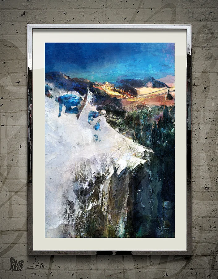 Fine Art Paper Print, Snowboarder