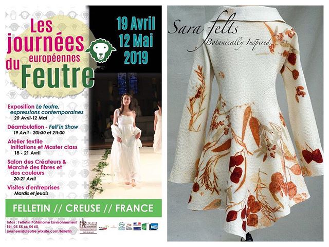 I&rsquo;m so excited to be participating in the European Felt Days exhibition in Felletin, France. I get the opportunity to show of my nuno felted, eco printed coat in this breathtaking exhibition space. 2017 exhibition image courtesy of Felletin Pat