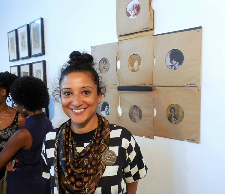 Rabéa Ballin in front of her work. (Photo taken by Sophie Asakura)